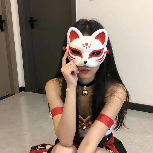 Asian Woman with Fox Mask Portrait