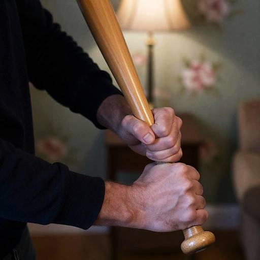Intense Grip: Close-Up of a Baseball Bat