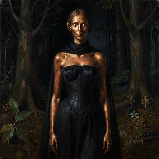 Bronze Skinned Woman in Bosch Forest