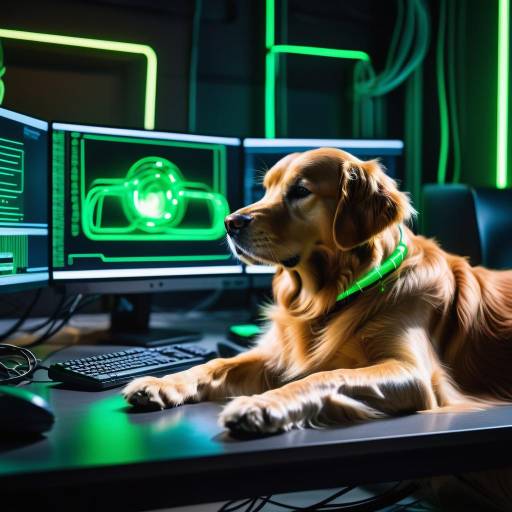 Cinematic Golden Retriever in Cyberpunk Studio Cinematic Golden Retriever in Cyberpunk Studio