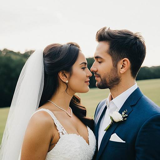 Outdoor Wedding Portrait of Bride and Groom