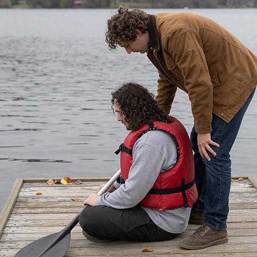 Emotional Moment on a Scenic Dock