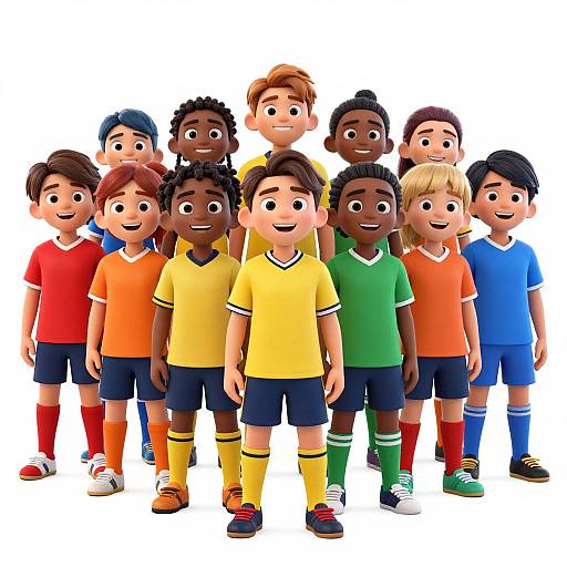 Colorful Diverse Kids Soccer Team
