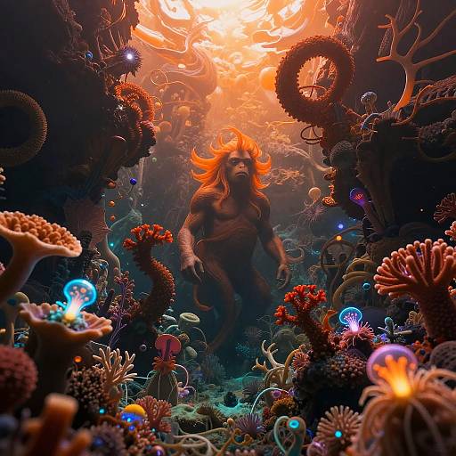 Surreal Orange Underwater Abyss