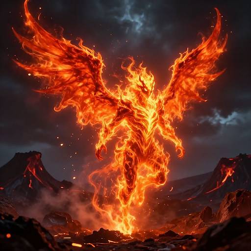 Fiery Spirit Elemental in Volcanic Storm