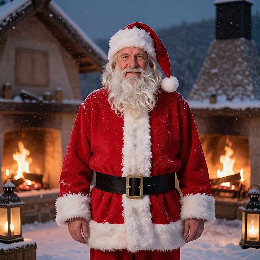 Warmhearted Santa in Cozy Winter Village