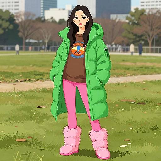 Vibrant Streetwear Woman in City Park