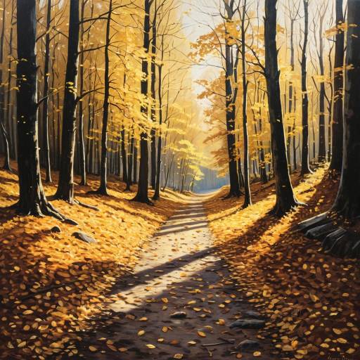 Golden Autumn Forest Path