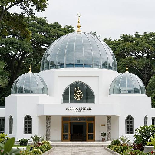 Modern Islamic Mosque with Glass Domes
