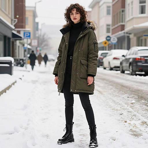 Modern Mullet Style in Snowy Urban