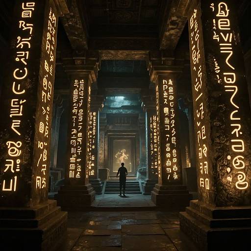 Exploring Ancient Rune-Lit Temple