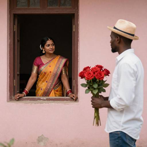Colorful Encounter: Saree and Flowers