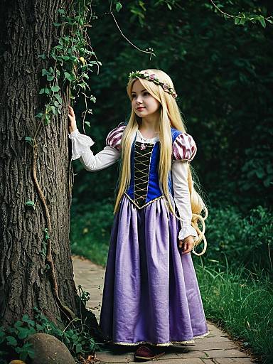 Child in Rapunzel Costume Outdoors