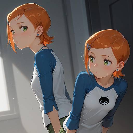 Illustration of Gwen tennyson, ben 10 in the style of Batsu