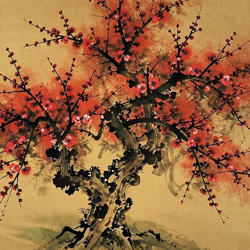 Mystical Oriental Ink Plum Blossom