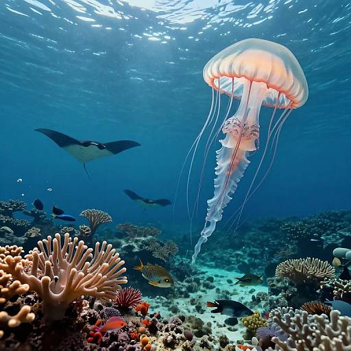 Ukiyo-e Inspired Tranquil Underwater Scene