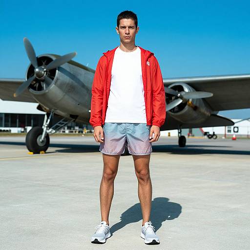 Man Running by Vintage Aircraft