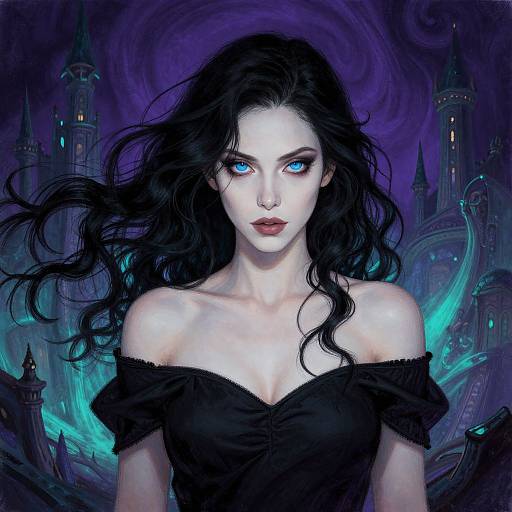 Mysterious Woman with Fantasy Castle