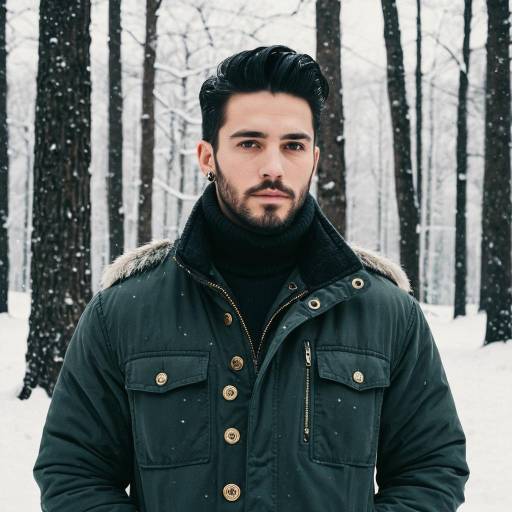 Realistic Winter Scene with Young Man