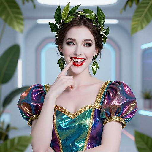 Vibrant Digital Portrait of Playful Woman