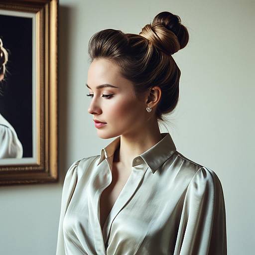 Fashion Model with Twisted Bun Hairstyle