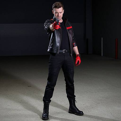 Confident Man in Urban Night Scene