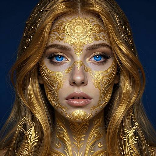Intricate Golden Patterns on Woman's Face