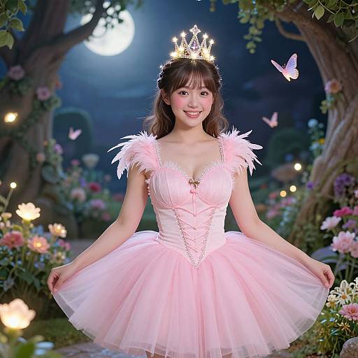 Cheerful Fairy in Magical Garden