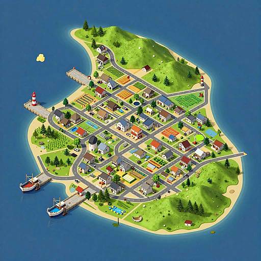 Isometric Coastal Village Map