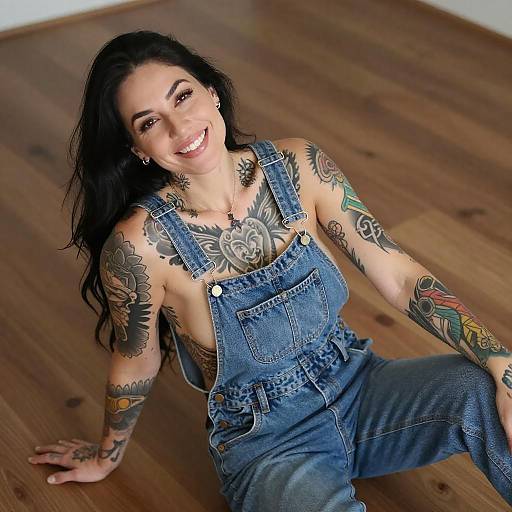 Smiling Woman with Detailed Tattoos