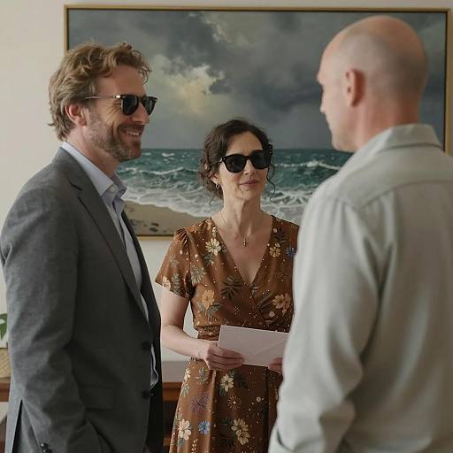 Three People in a Stylish Room Scene