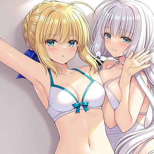 Illustration of Artoria pendragon (swimsuit archer) (fate), fate (series) in the style of Nishimata aoi