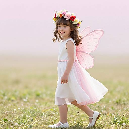 Whimsical Fairy Girl in Meadow