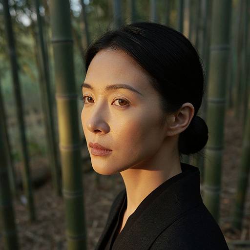 Photorealistic Portrait in Bamboo Forest