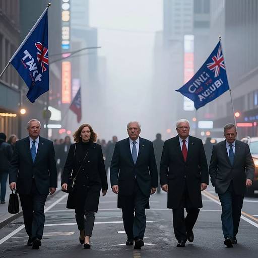 Political Leaders in Foggy Neon City