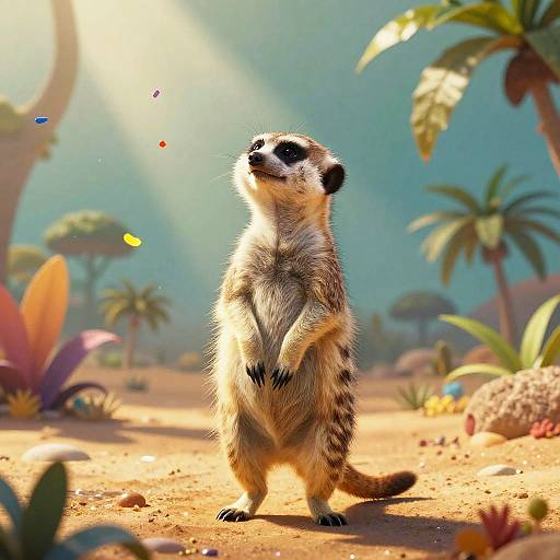 Whimsical Meerkat Sentinel in Desert