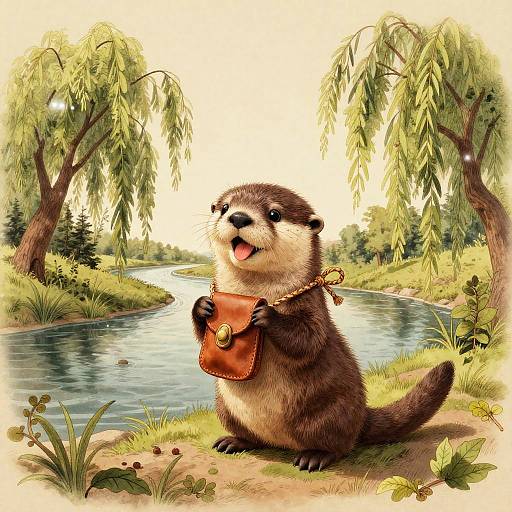 Playful Otter Pup by Riverside