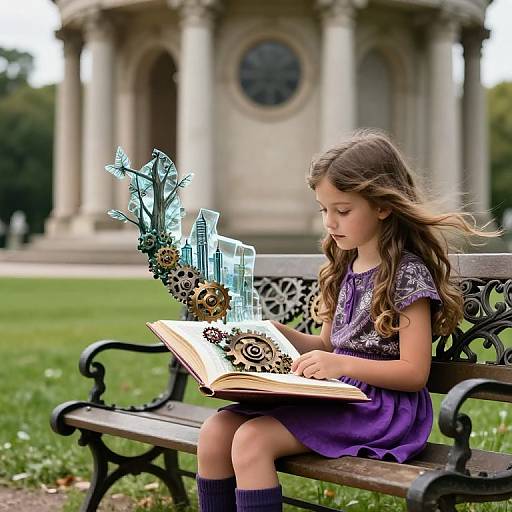 Girl Reading Magical Mechanical Landscapes