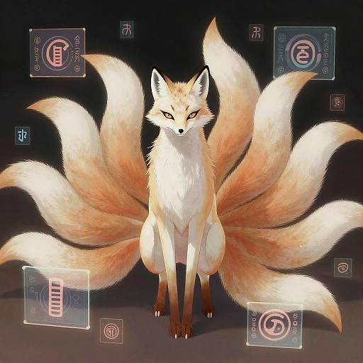 Ethereal Kitsune with Digital Runes