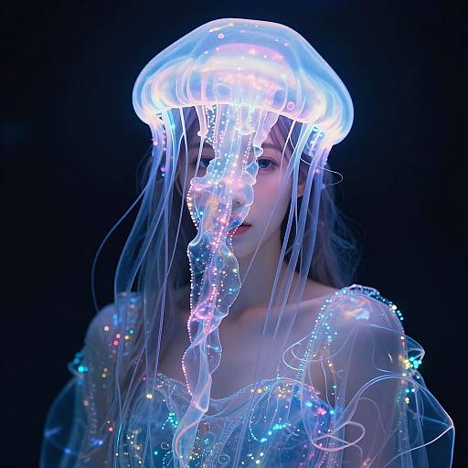 Radiant Jellyfish Crowned Woman