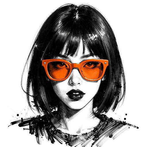 Edgy Ink Sketch Portrait of Woman