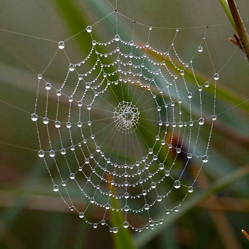 Macro Shot of Dew-Covered Spider Web