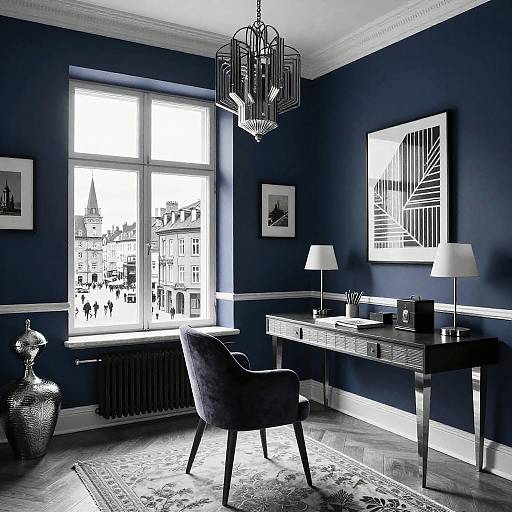 Monochrome Vintage Study Room Elegance
