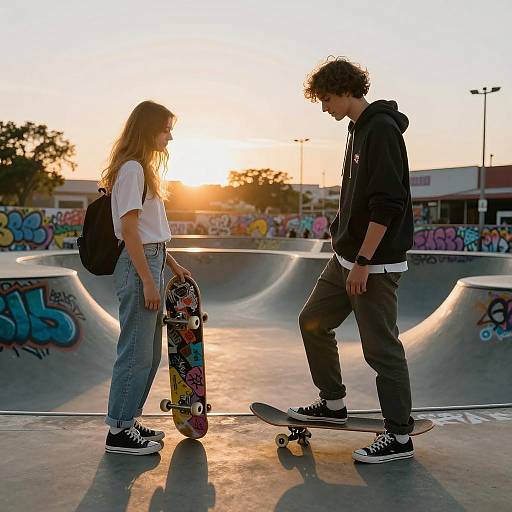 Cinematic Skateboarding Friendship at Sunset