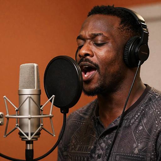 Soulful Singer with Microphone in Action