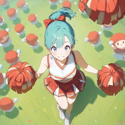 Energetic Cheerleader in Vibrant Red