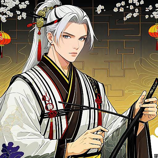 Illustration of Archer (fate/samurai remnant), fate/samurai remnant in the style of Bukimi isan