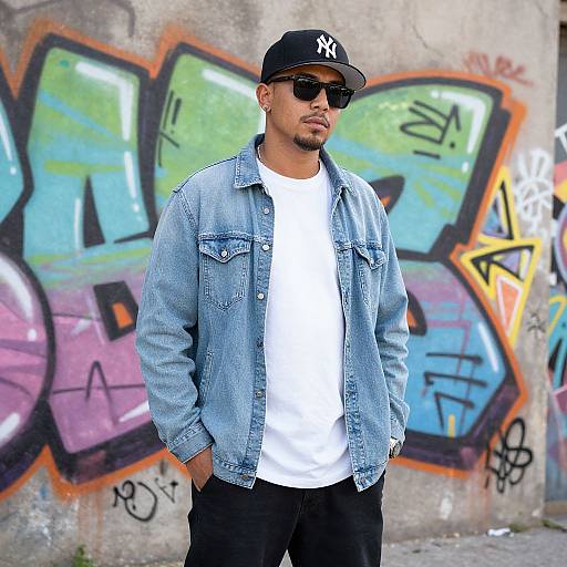 Stylish Man with Hip-Hop Graffiti