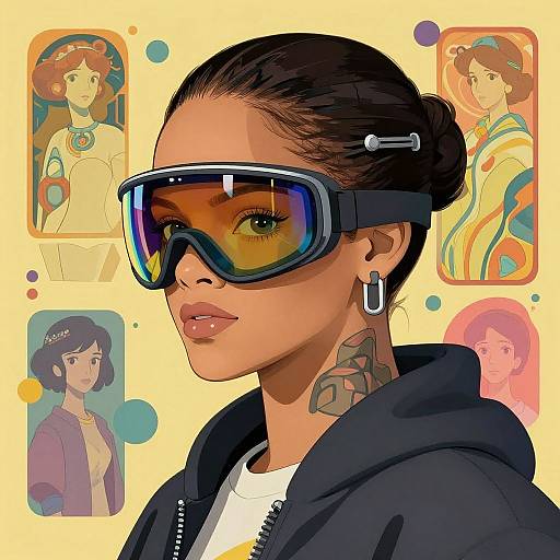 Rihanna Futuristic Profile Portrait