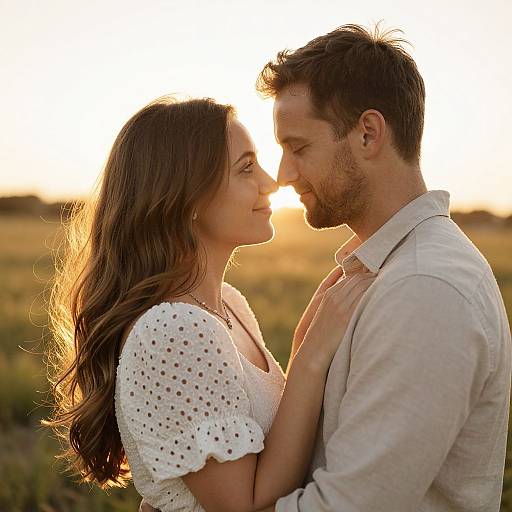 Romantic Couple at Golden Sunset